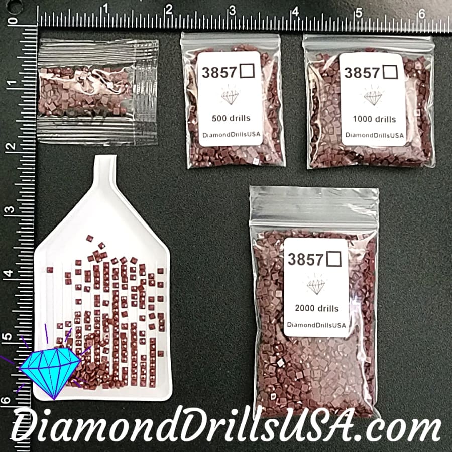 DiamondDrillsUSA - DMC 3857 SQUARE 5D Diamond Painting Drills Beads DMC  3857 Dark Rosewood